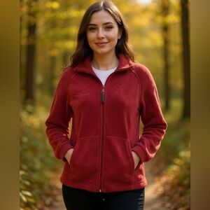 Columbia Red Full-Zip Fleece Jacket Women’s Small